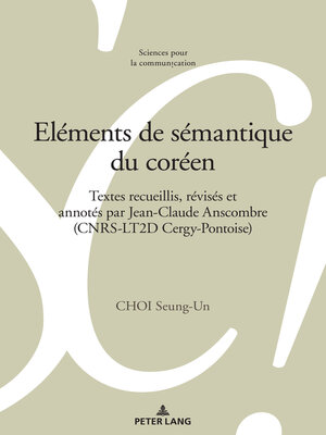 cover image of Eléments de sémantique du coréen
